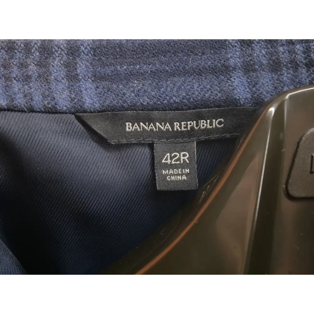 Banana Republic Mens 42R Blue Plaid Emmeci Gruppo Emmetex Itlay Fabric Blazer